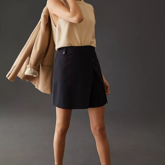 Eva Franco Tailored Pleated Mini Skirt - Size 12 - NWT - Picture 1 of 6